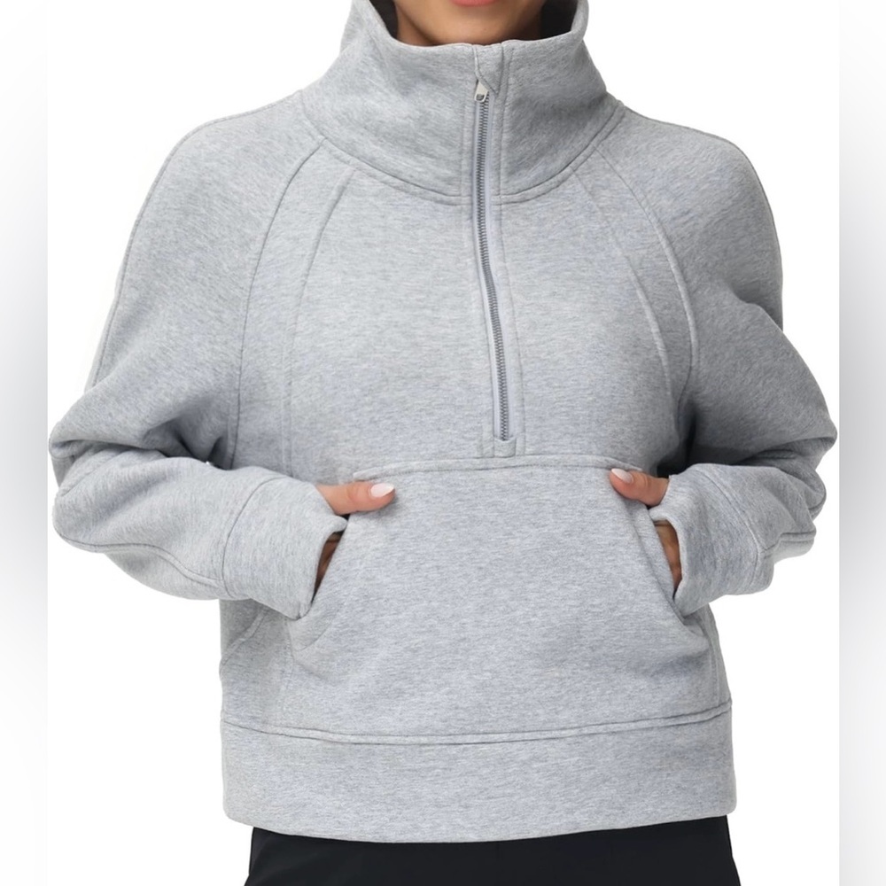 The Gym People Womens’ Half Zip Pullover Fleece Stand Collar Cropped Sweatshirt